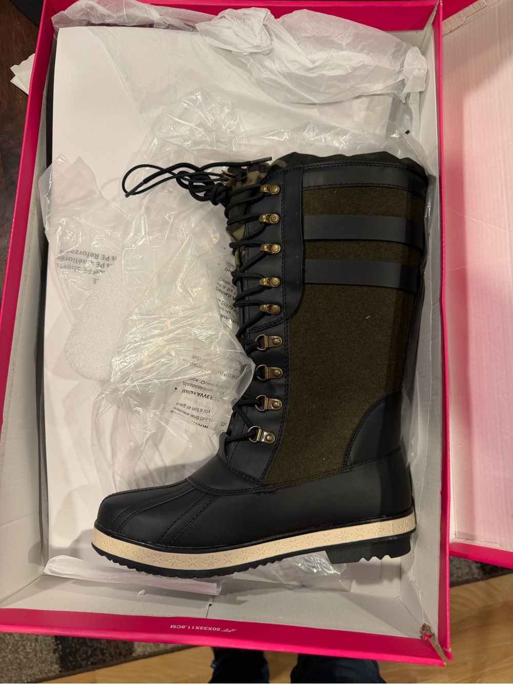 Shoe dazzle Women’s Esabell Lace Up Fur lined Flat Boots Olive Size 6.5 M US